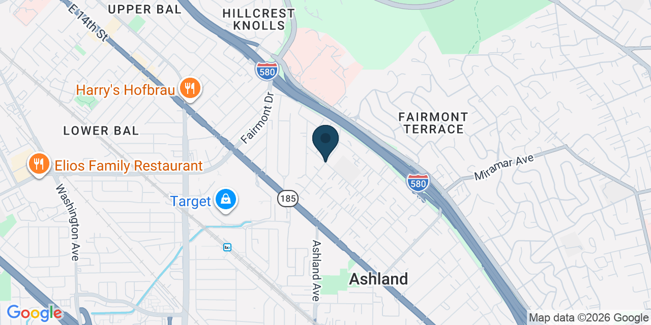 Map showing Ashland, Alameda County, CA