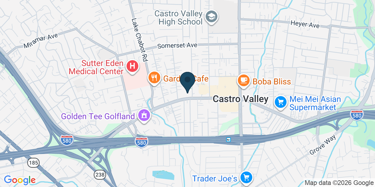 Map showing Castro Valley, Alameda County, CA