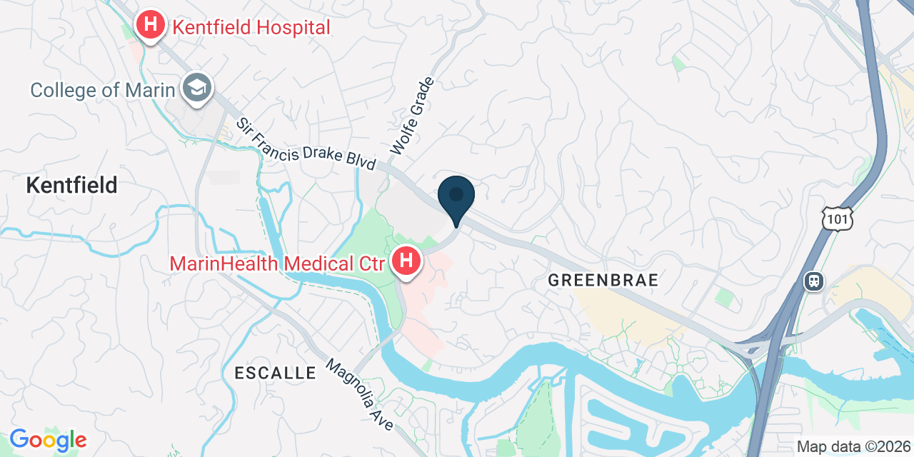 Map showing Kentfield, Marin County, CA