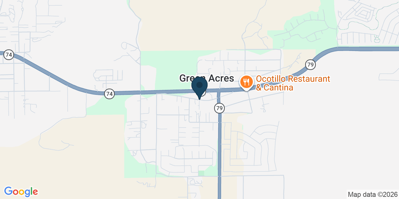 Map showing Green Acres, Riverside County, CA