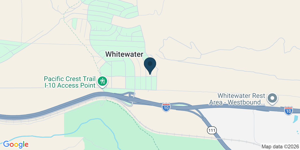 Map showing Whitewater, Riverside County, CA