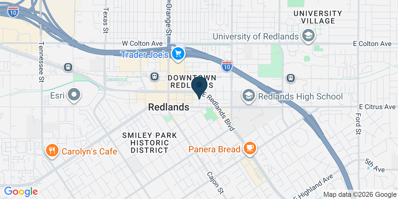 Map showing Redlands, San Bernardino County, CA