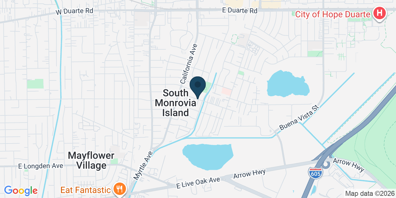 Map showing South Monrovia Island, Los Angeles County, CA