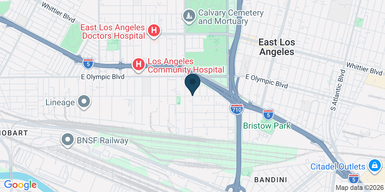 Map showing East Los Angeles, Los Angeles County, CA