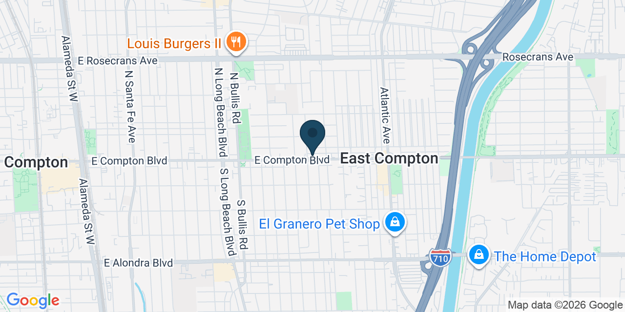 Map showing Compton, Los Angeles County, CA