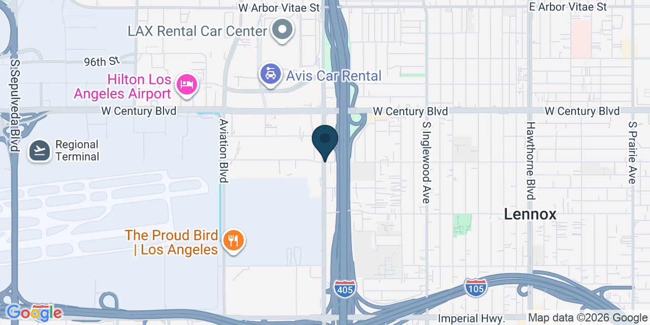 Map showing Lennox, Los Angeles County, CA