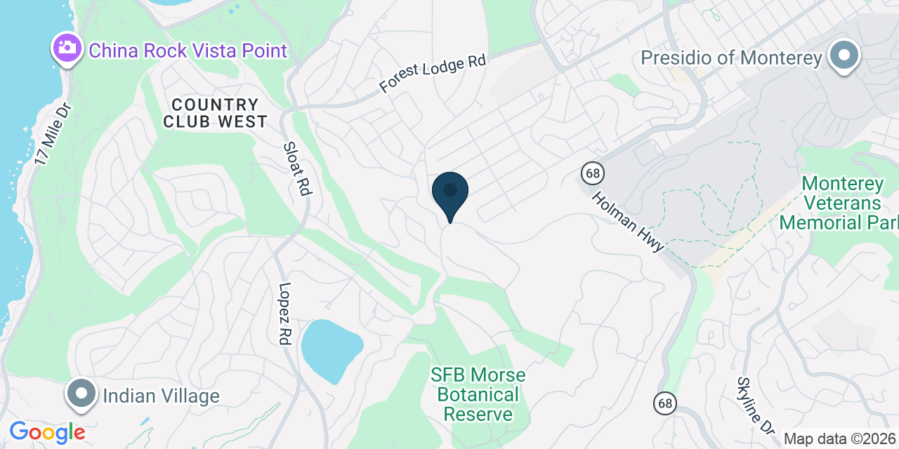 Map showing Del Monte Forest, Monterey County, CA