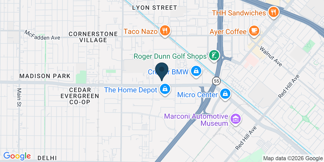Map showing Santa Ana, Orange County, CA