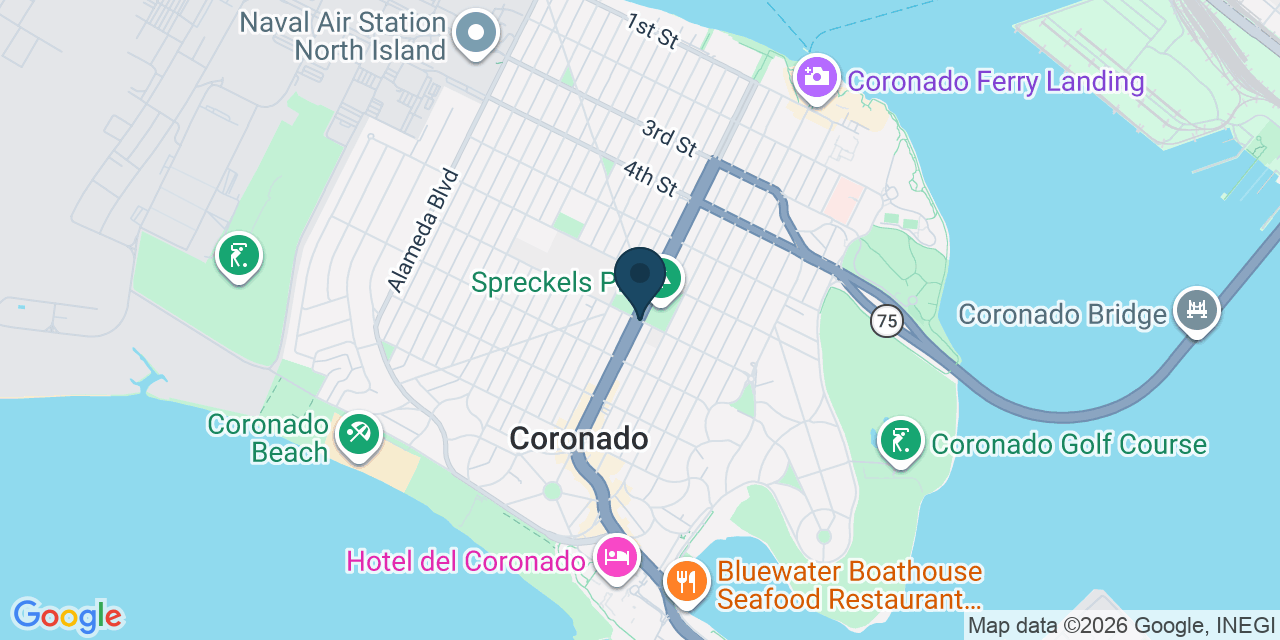 Map showing Coronado, San Diego County, CA