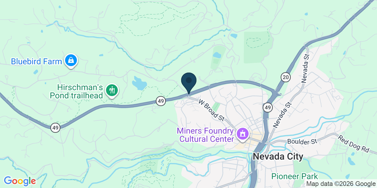 Map showing Nevada City, Nevada County, CA