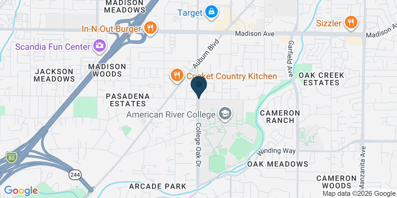 Map showing North Highlands, Sacramento County, CA
