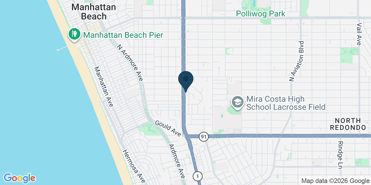 Map showing Manhattan Beach, Los Angeles County, CA