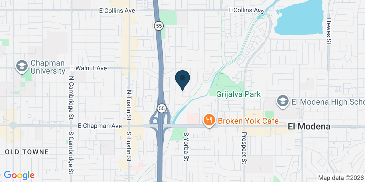 Map showing Orange, Orange County, CA