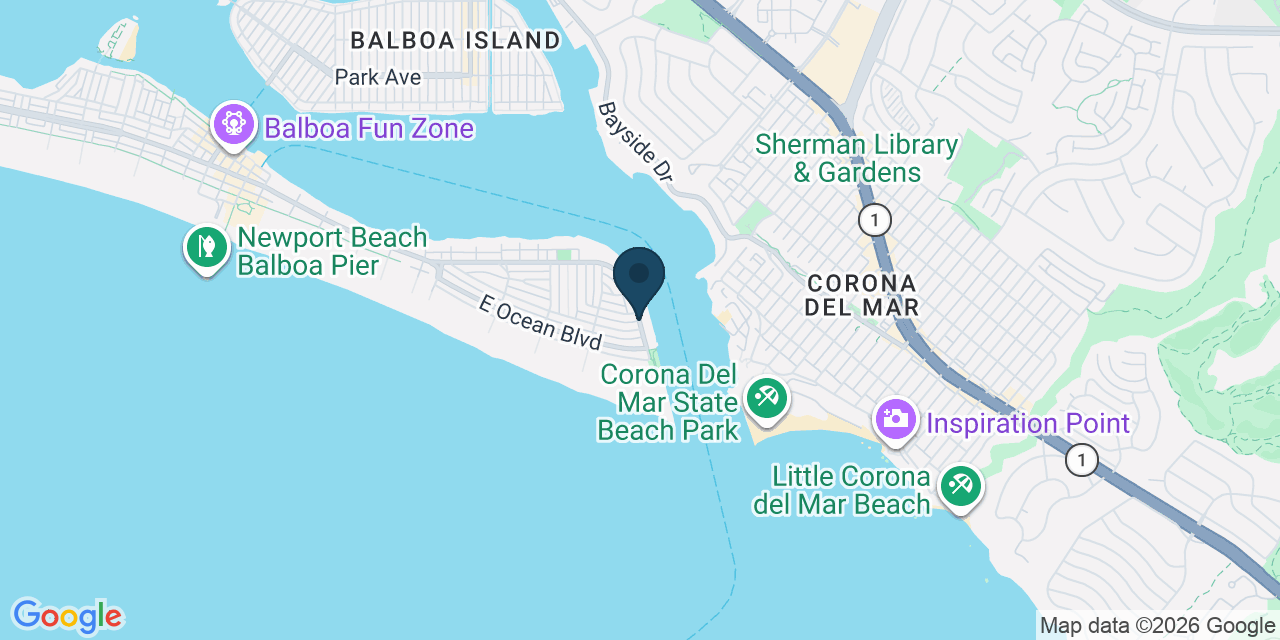 Map showing Newport Beach, Orange County, CA