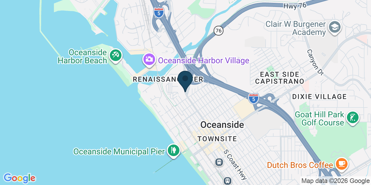 Map showing Oceanside, San Diego County, CA