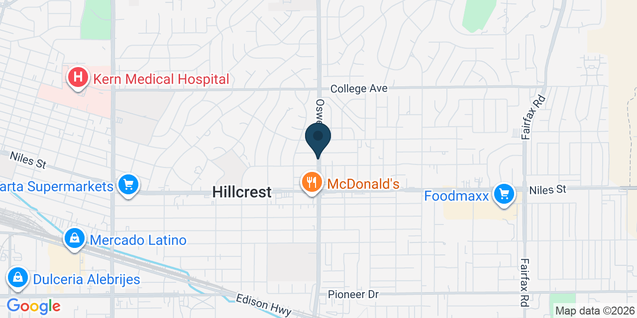 Map showing Kern County, CA