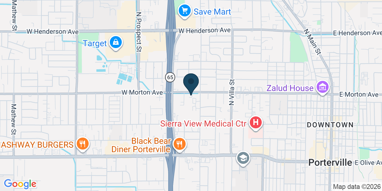 Map showing Porterville, Tulare County, CA