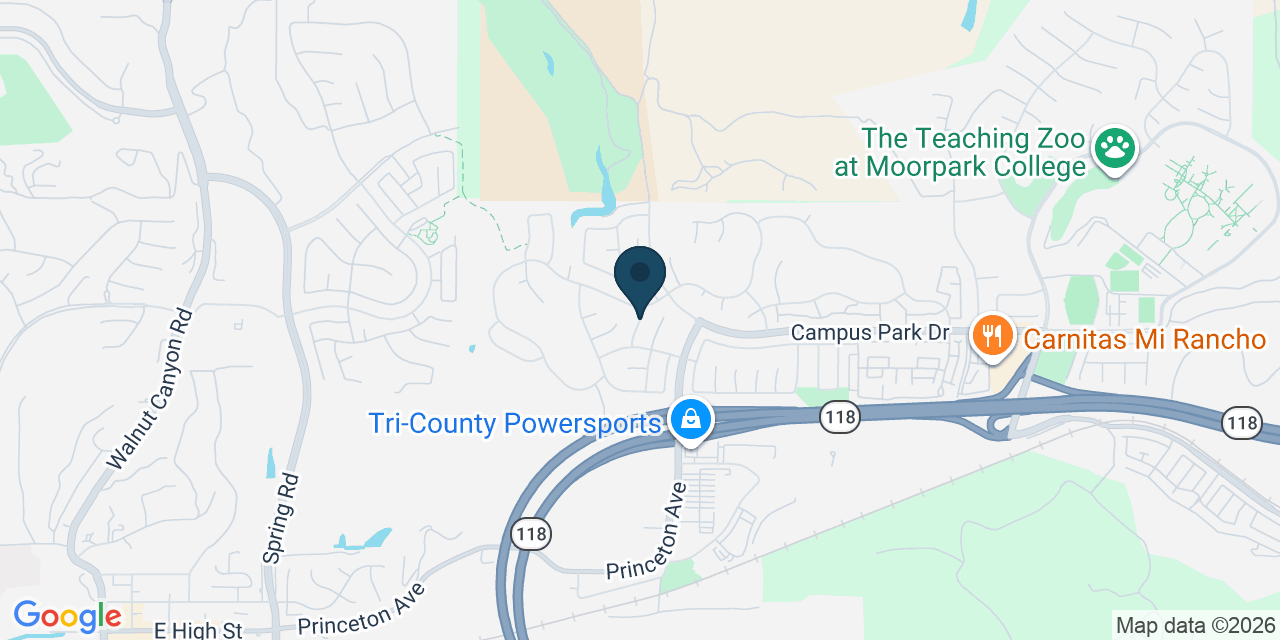 Map showing Moorpark, Ventura County, CA