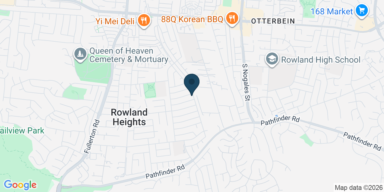 Map showing Rowland Heights, Los Angeles County, CA