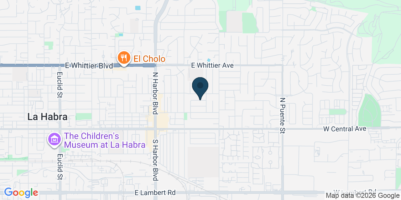 Map showing La Habra, Orange County, CA