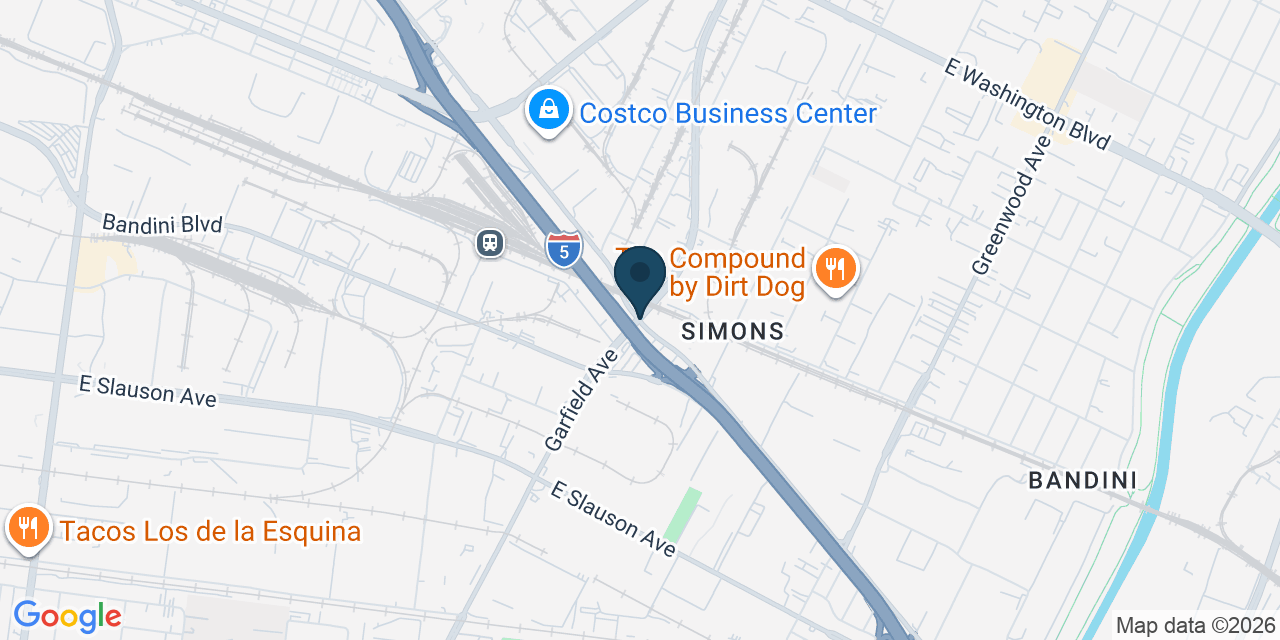 Map showing Commerce, Los Angeles County, CA