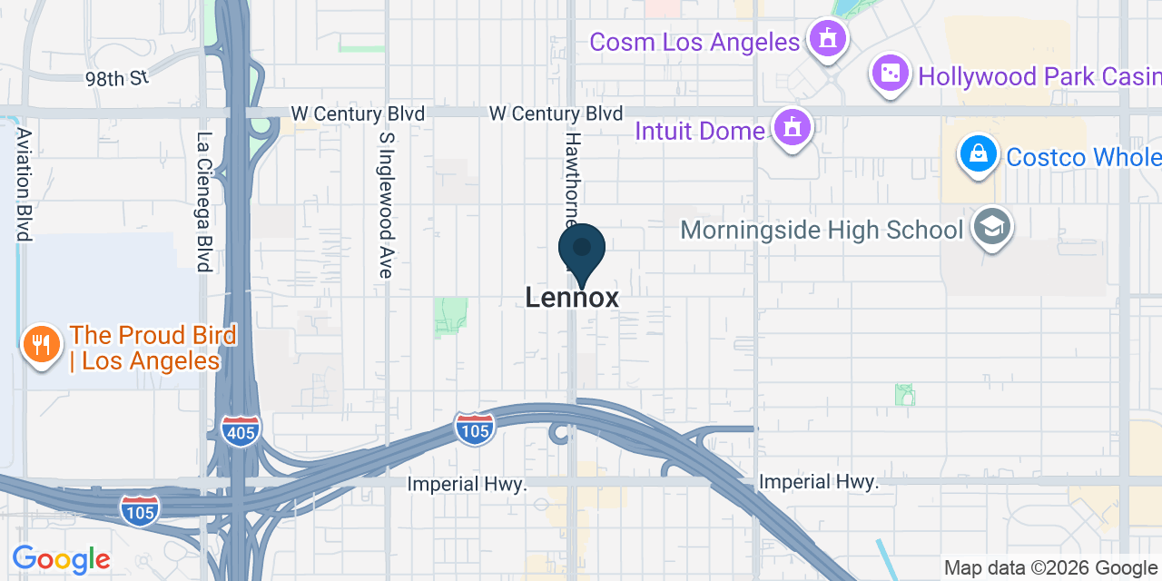Map showing Lennox, Los Angeles County, CA