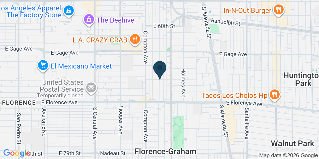 Map showing Florence-Graham, Los Angeles County, CA