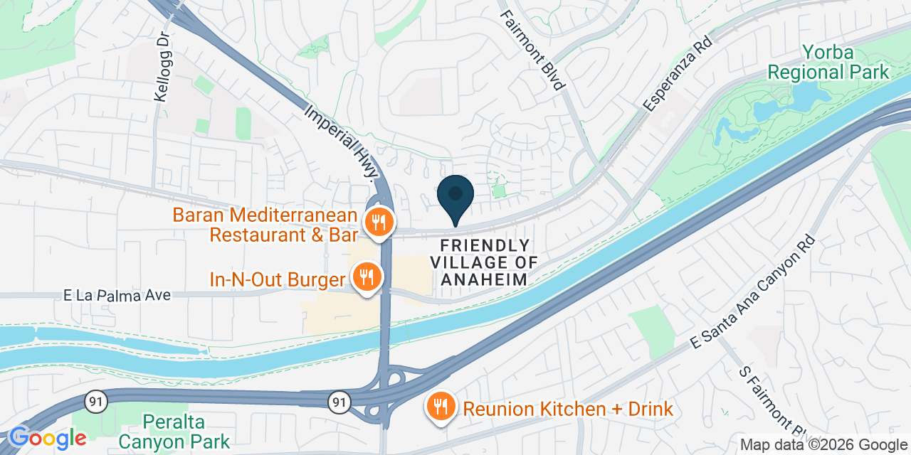 Map showing Anaheim Hills, Orange County, CA