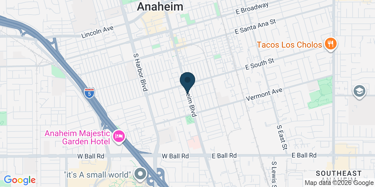Map showing Anaheim, Orange County, CA