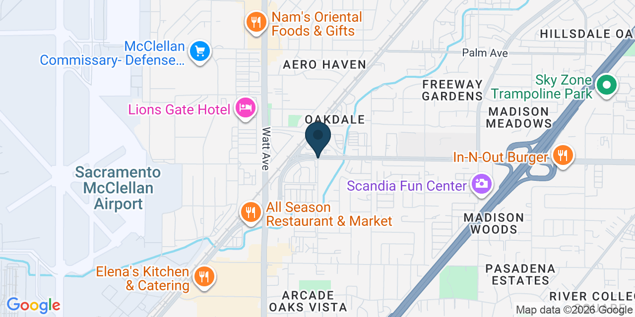 Map showing North Highlands, Sacramento County, CA