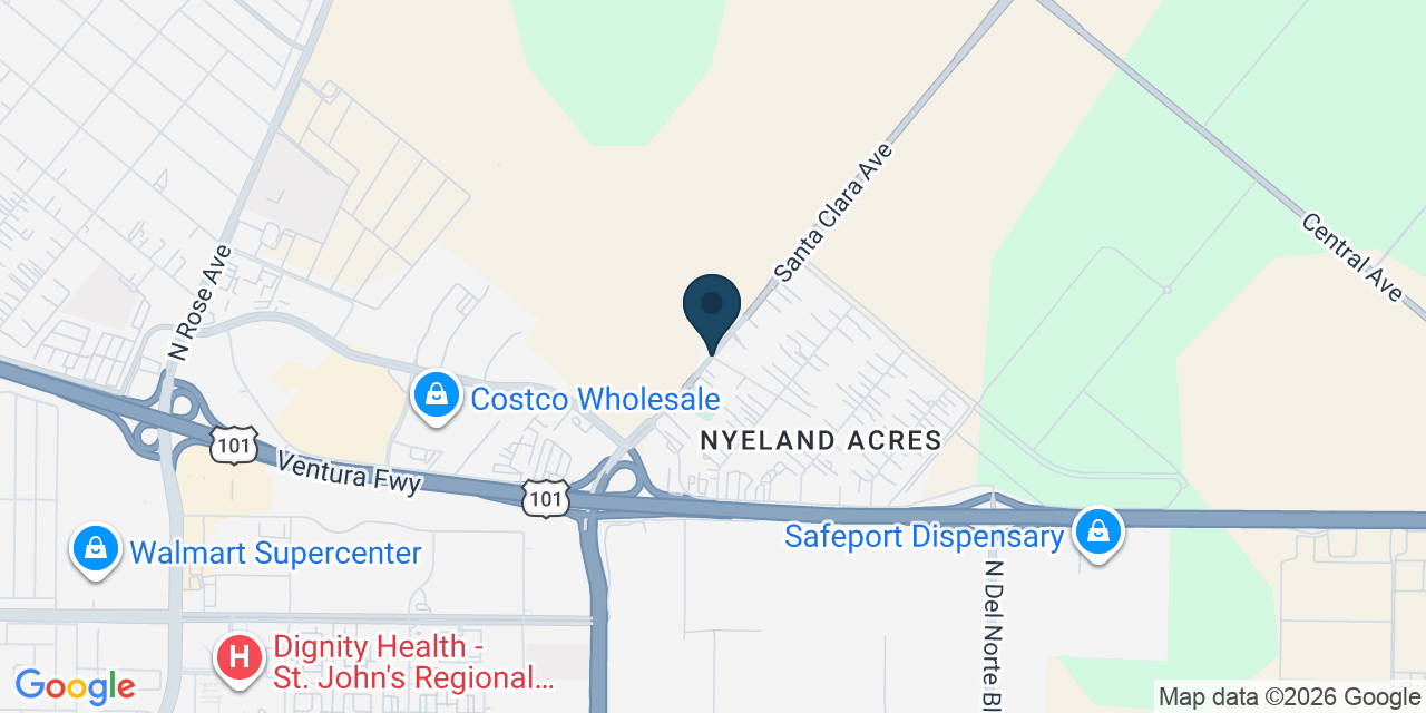Map showing Nyeland Acres, Ventura County, CA