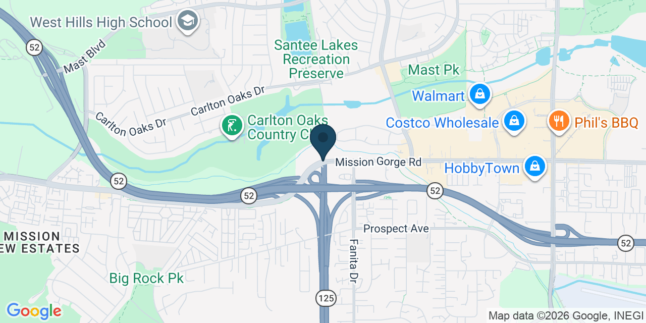 Map showing Santee, San Diego County, CA