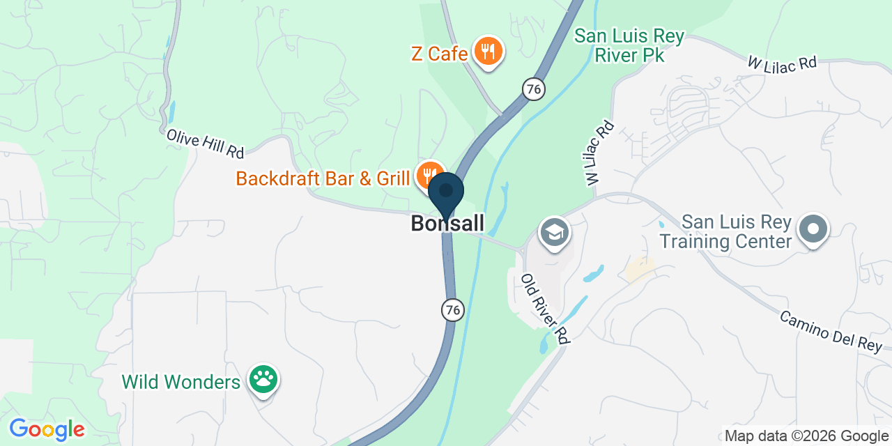 Map showing Bonsall, San Diego County, CA