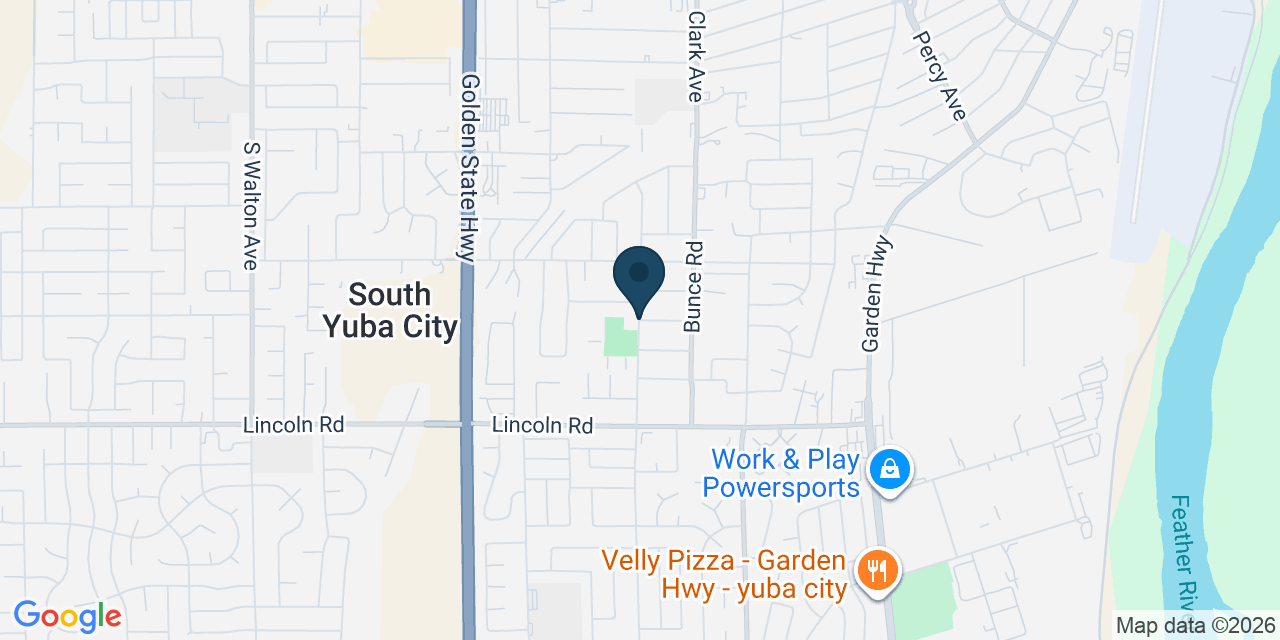 Map showing Yuba City, Sutter County, CA