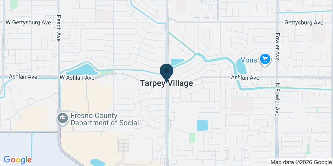 Map showing Tarpey Village, Fresno County, CA