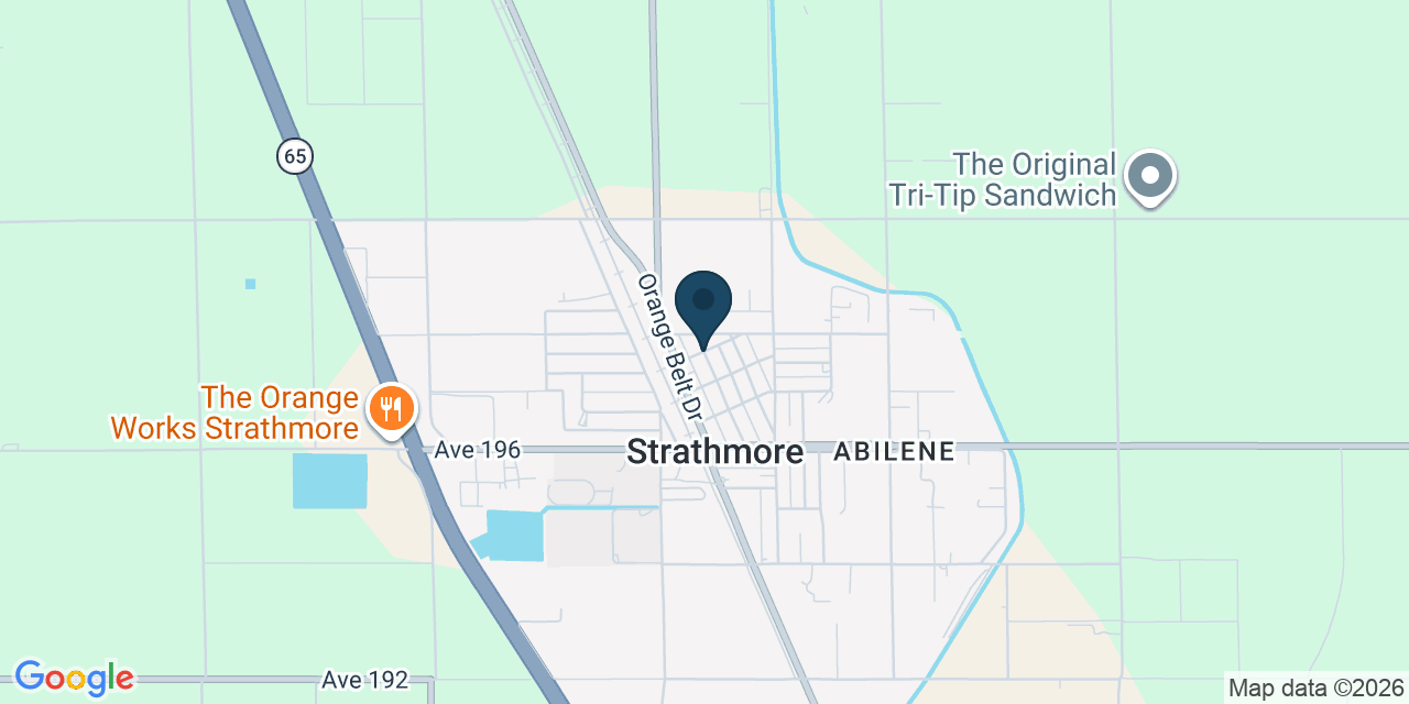 Map showing Strathmore, Tulare County, CA