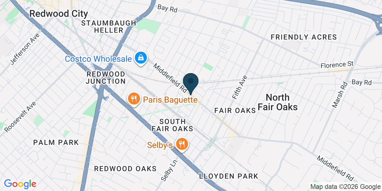 Map showing North Fair Oaks, San Mateo County, CA