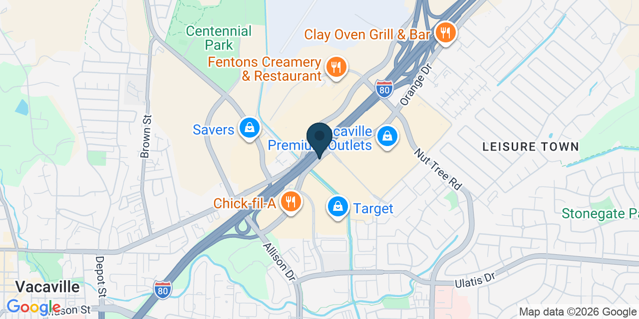 Map showing Vacaville, Solano County, CA