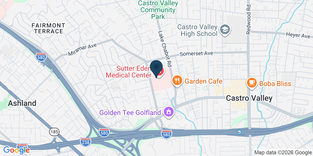Map showing Castro Valley, Alameda County, CA