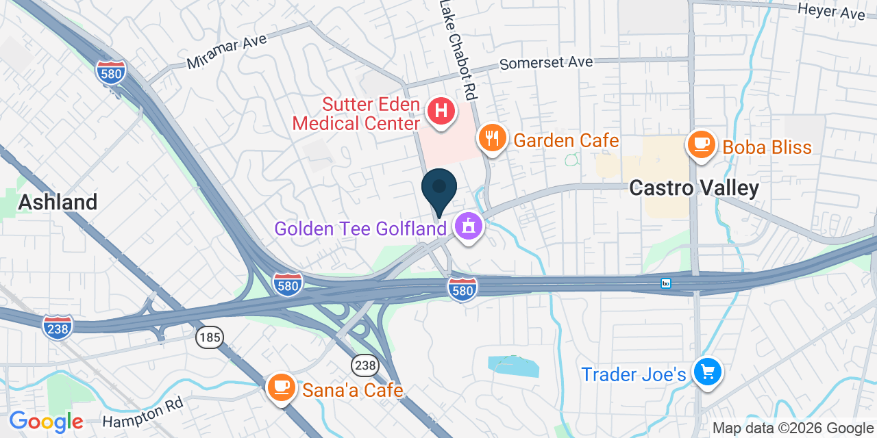 Map showing Castro Valley, Alameda County, CA