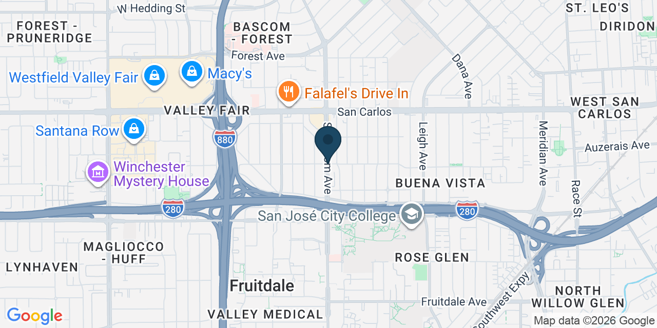 Map showing Burbank, Santa Clara County, CA