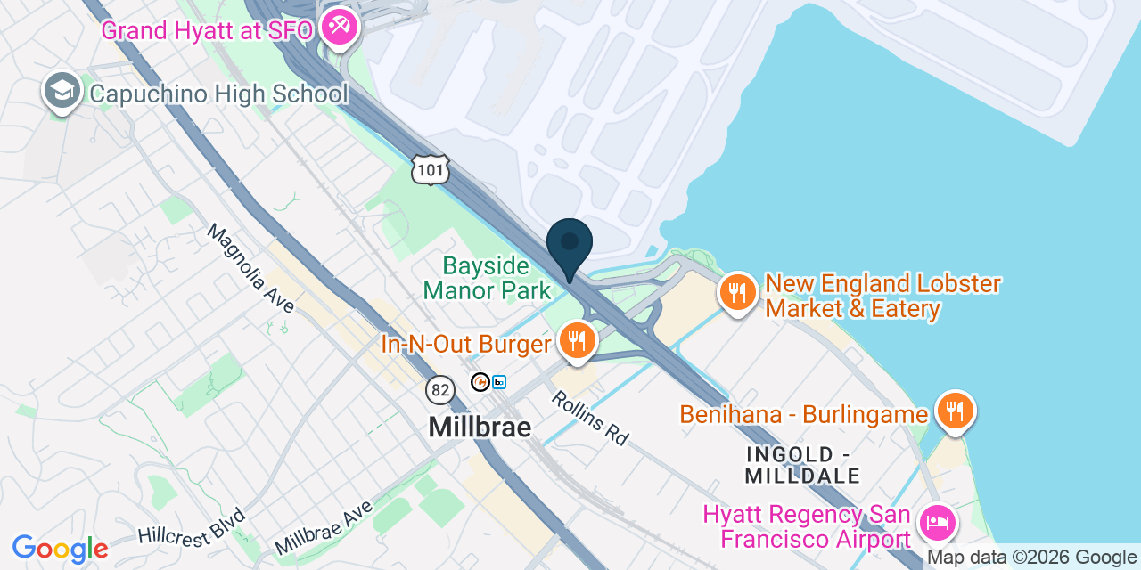 Map showing Millbrae, San Mateo County, CA