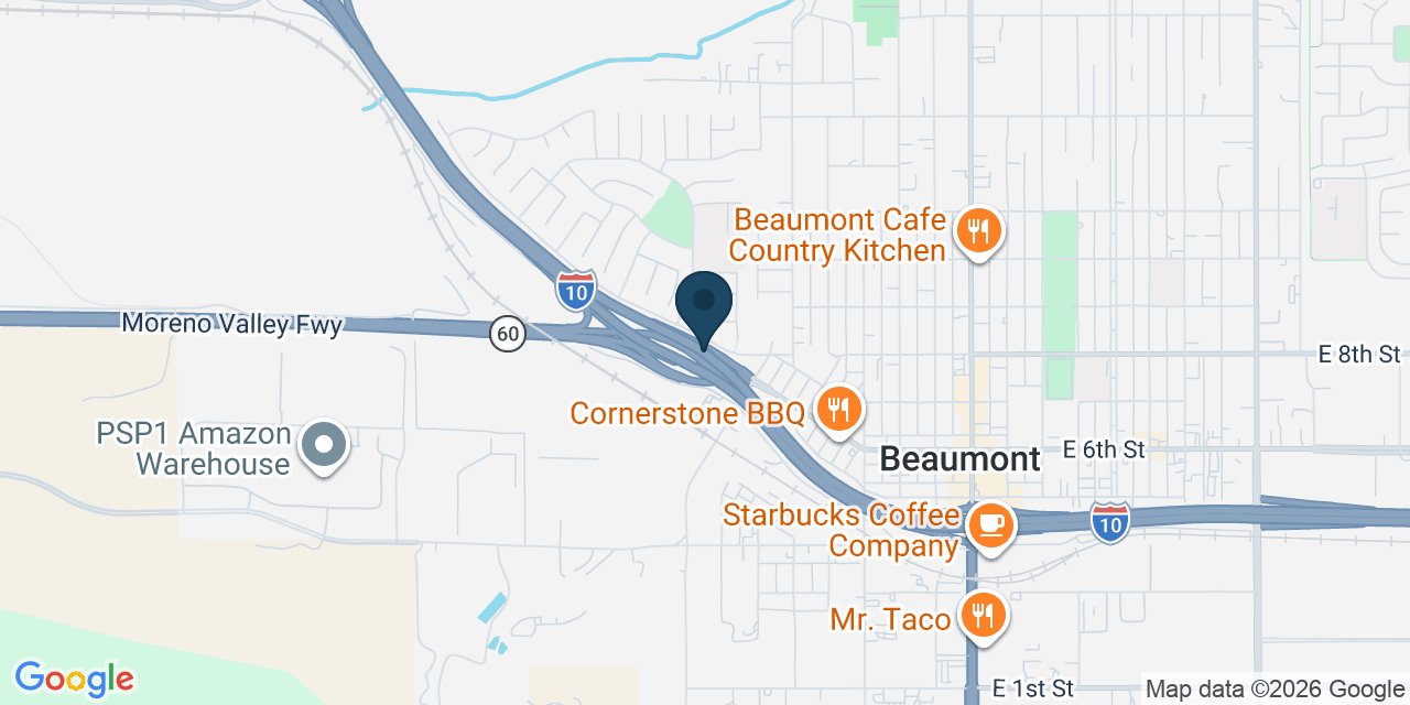 Map showing Beaumont, Riverside County, CA