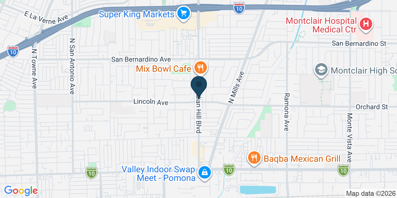 Map showing Pomona, Los Angeles County, CA