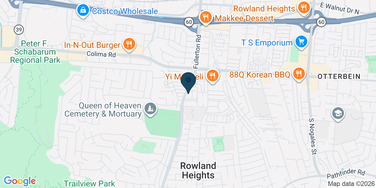 Map showing Rowland Heights, Los Angeles County, CA