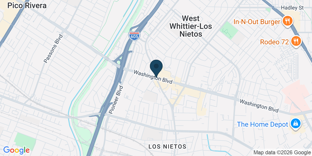 Map showing Santa Fe Springs, Los Angeles County, CA