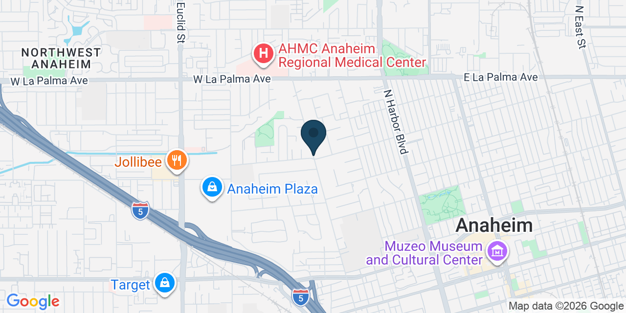 Map showing Anaheim, Orange County, CA