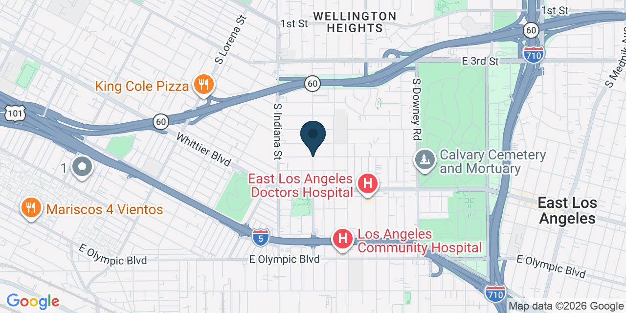 Map showing East Los Angeles, Los Angeles County, CA