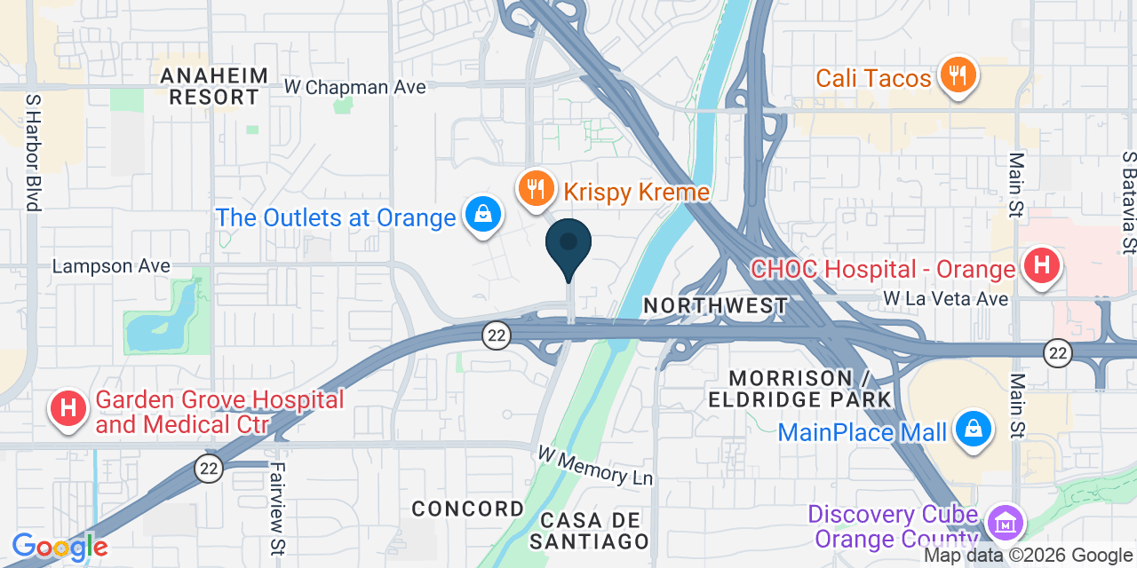 Map showing Orange County, CA