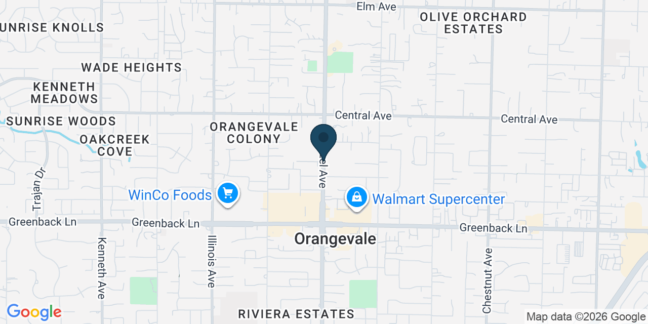 Map showing Orangevale, Sacramento County, CA